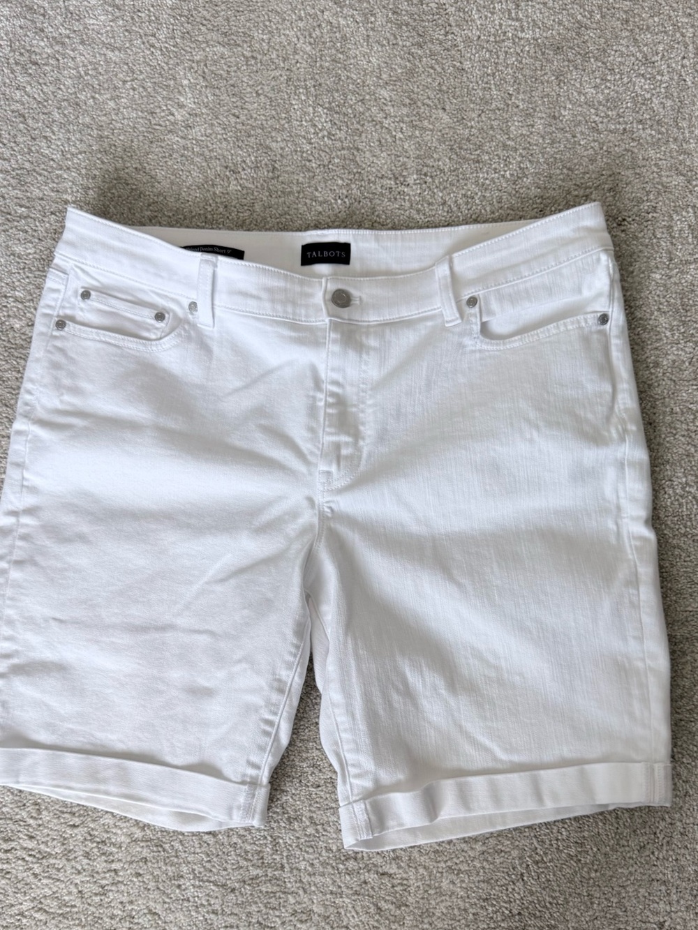Talbots girlfriend white denim shorts size